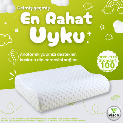 Çocuk Ortopedik Yastık – Hafızalı Sünger Nefes Alabilen Uyku Yastığı (4-12 Yaş)