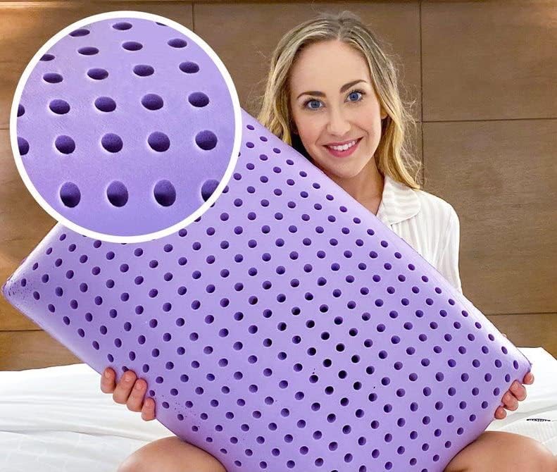 Ortopedik Boyun Yastığı – Delikli Hafızalı Sünger Ergonomik Mor Uyku Yastığı