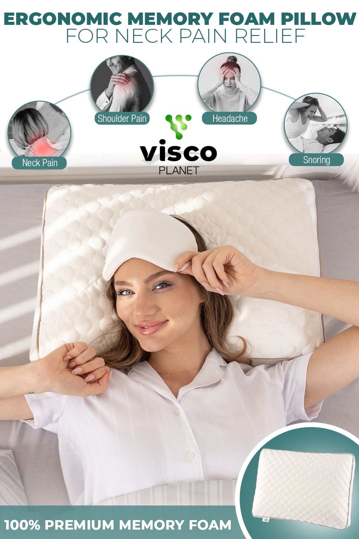 Ortopedik Uyku Yastığı – Hafızalı Sünger Ergonomik Boyun Destek Yastığı