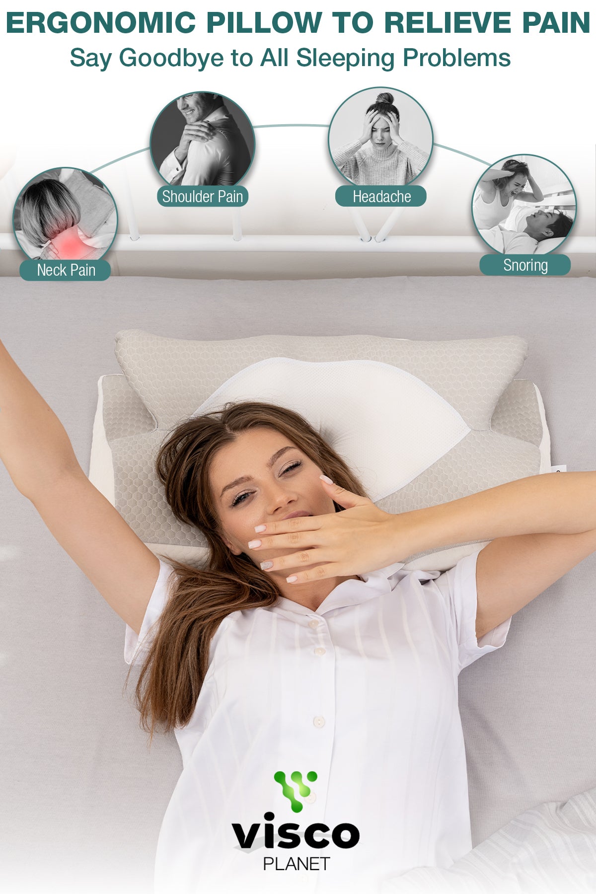Ortopedik Boyun Yastığı – Delikli Hafızalı Sünger Ergonomik Servikal Destek Yastığı