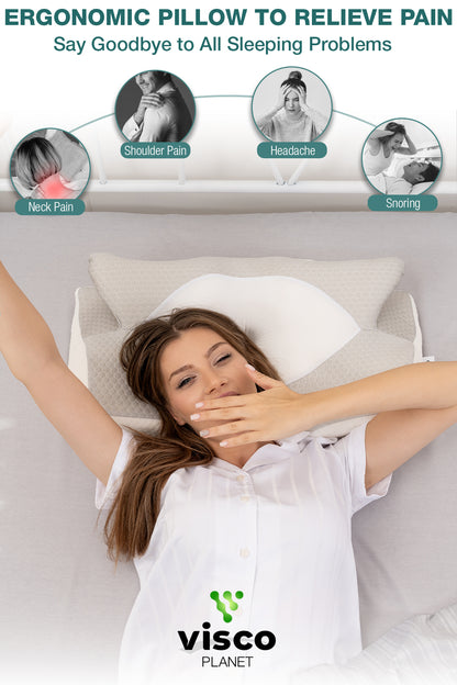 Ortopedik Boyun Yastığı – Delikli Hafızalı Sünger Ergonomik Servikal Destek Yastığı