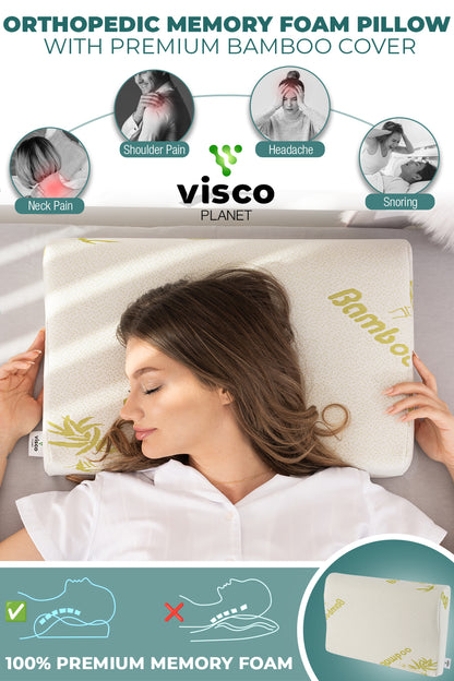 Ortopedik Boyun Yastığı – Bambu Kılıflı Hafızalı Sünger Uyku Yastığı
