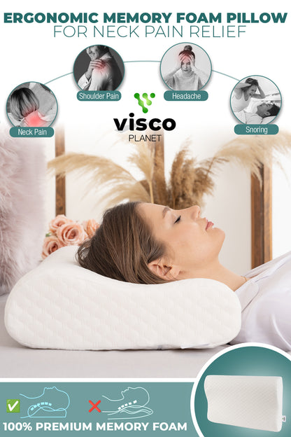 Ortopedik Boyun Yastığı – Ergonomik Hafızalı Sünger Servikal Destek Yastığı