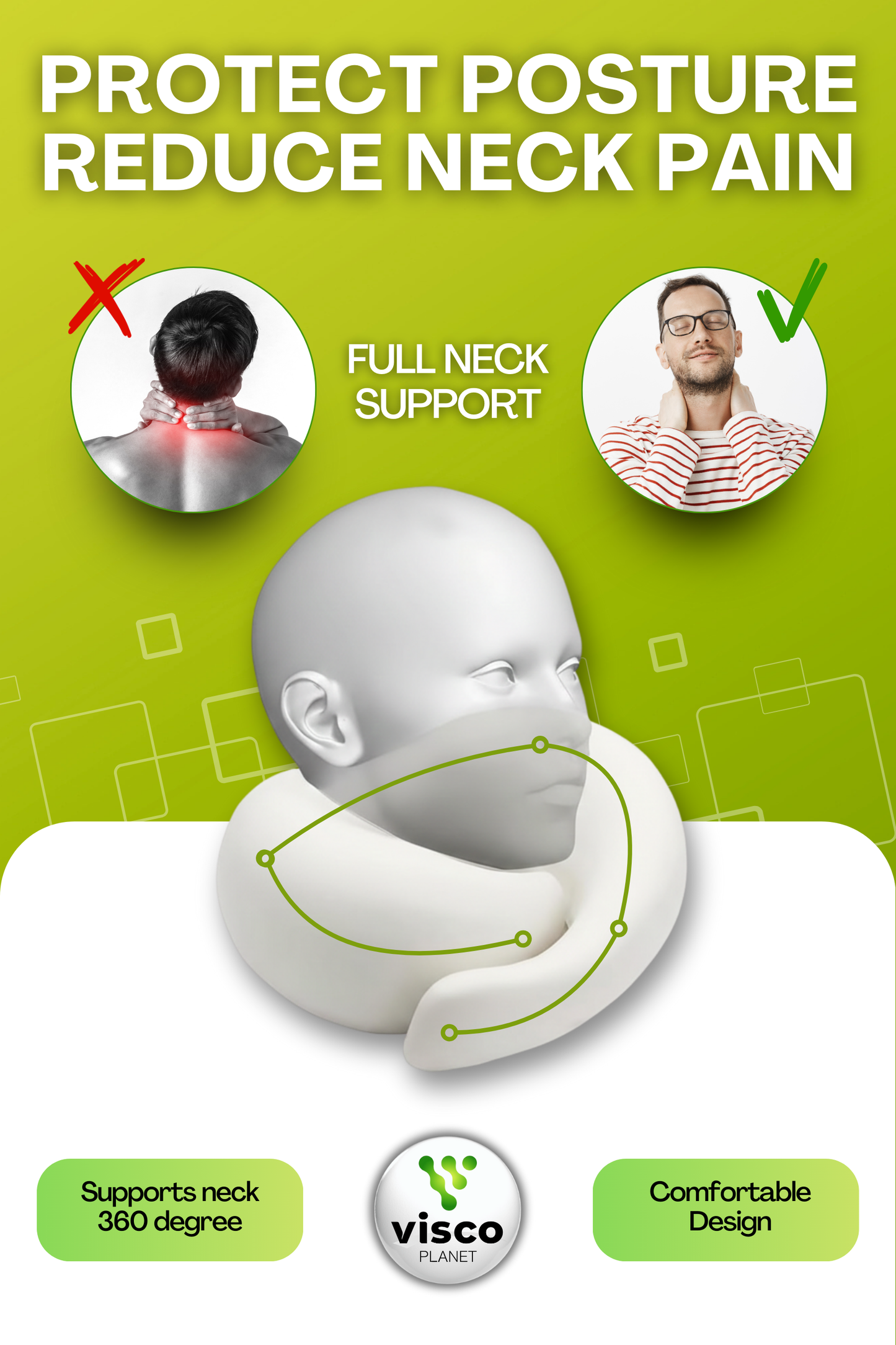 Seyahat Boyun Yastığı – Hafızalı Sünger Ergonomik Travel Yastık