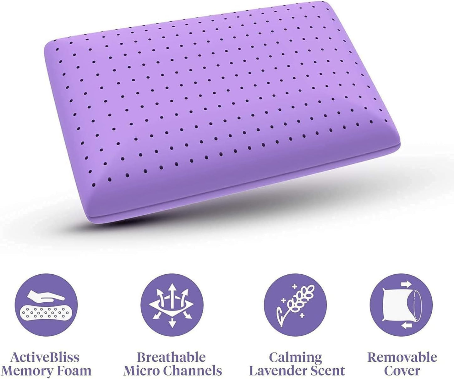 Ortopedik Boyun Yastığı – Delikli Hafızalı Sünger Ergonomik Mor Uyku Yastığı