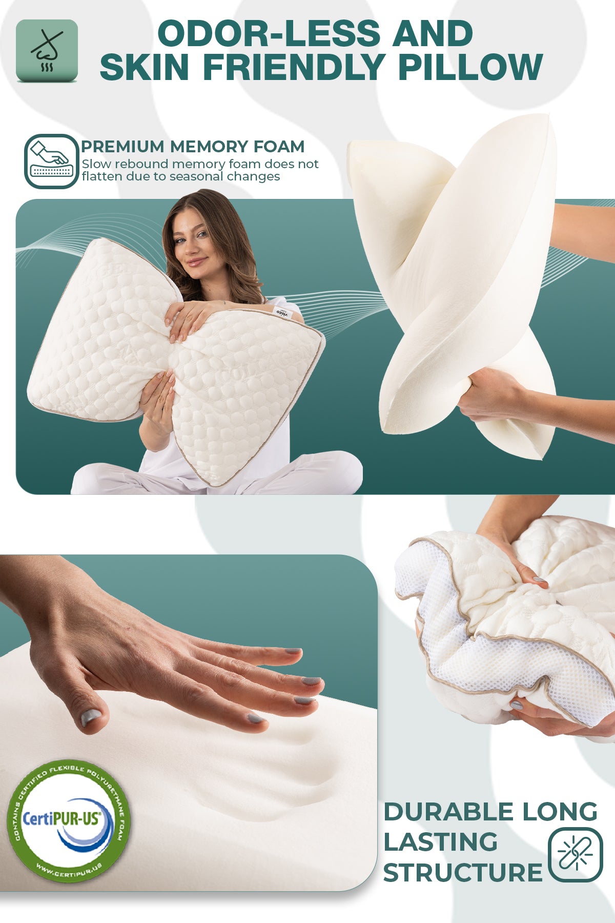 Ortopedik Uyku Yastığı – Hafızalı Sünger Ergonomik Boyun Destek Yastığı