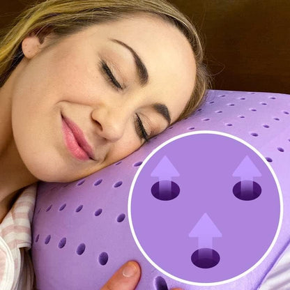 Ortopedik Boyun Yastığı – Delikli Hafızalı Sünger Ergonomik Mor Uyku Yastığı