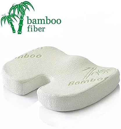 Ortopedik Oturma Minderi – Bambu Kılıflı Hafızalı Sünger Kuyruk Sokumu Yastığı