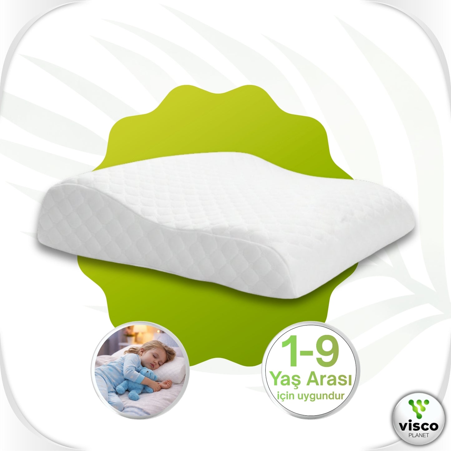 Çocuk Ortopedik Yastık – Hafızalı Sünger Ergonomik Uyku Yastığı (1-9 Yaş)