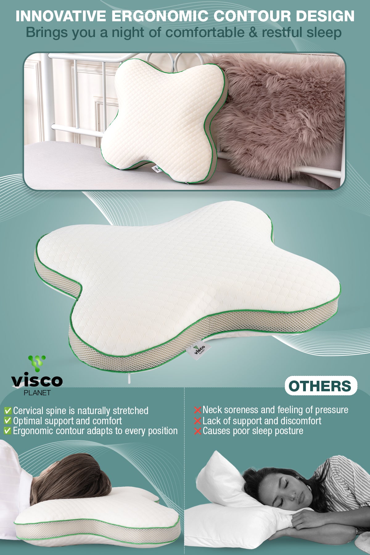 Kelebek Ortopedik Yastık – Hafızalı Sünger Ergonomik Boyun ve Kol Destek Yastığı