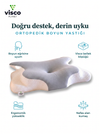 Visco Planet Ortopedik Visco Boyun Yastığı Memory Foam Boyun Destekli Ergonomik Uyku Yastığı 62x42x13/10 cm