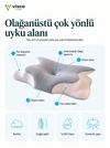 Visco Planet Ortopedik Visco Boyun Yastığı Memory Foam Boyun Destekli Ergonomik Uyku Yastığı 62x42x13/10 cm